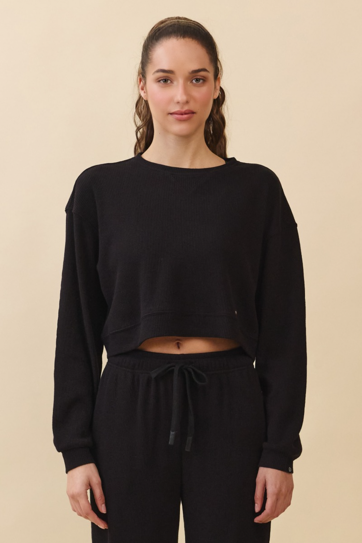 TL139 SOFT CROP WAFFLE LONG TEE