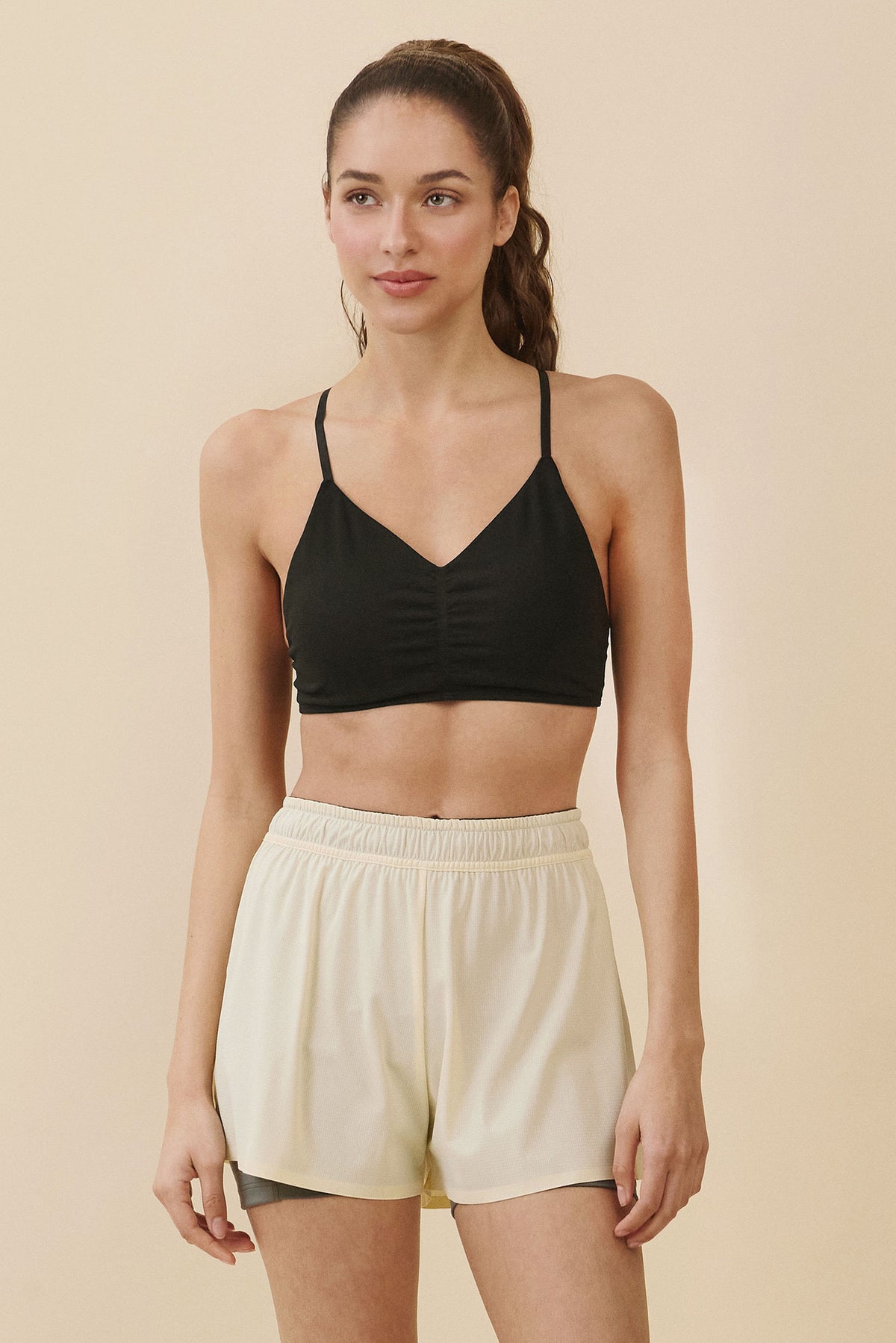 TB014 SHIRRED CROSSBACK BRA TOP