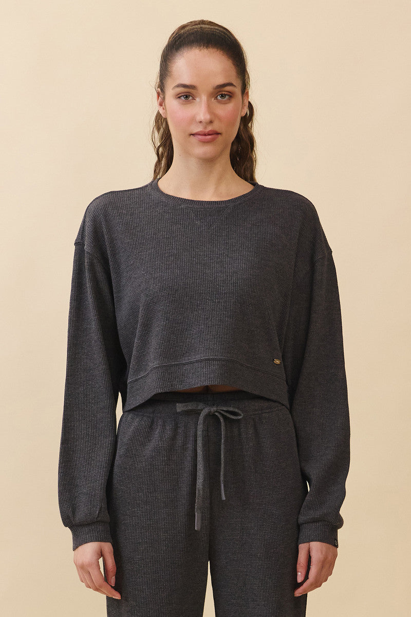 TL139 SOFT CROP WAFFLE LONG TEE