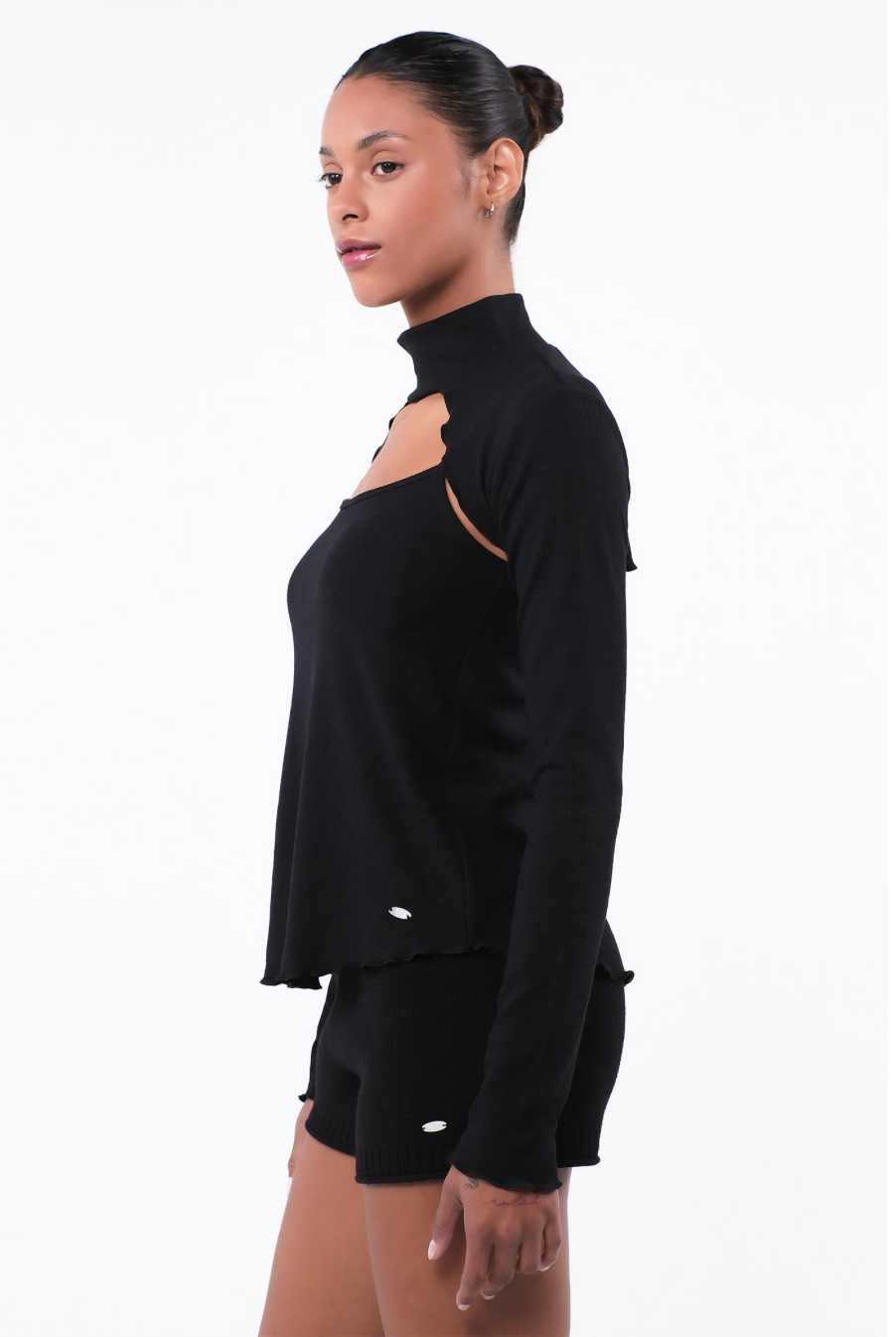 SP216 TURTLE NECK KNIT BOLERO COMBI
