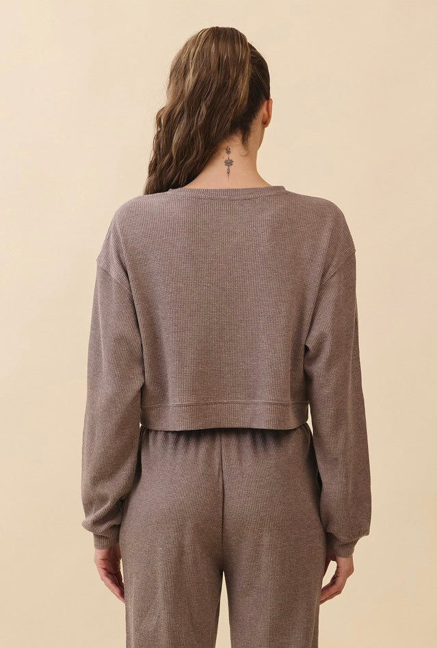 TL139 SOFT CROP WAFFLE LONG TEE