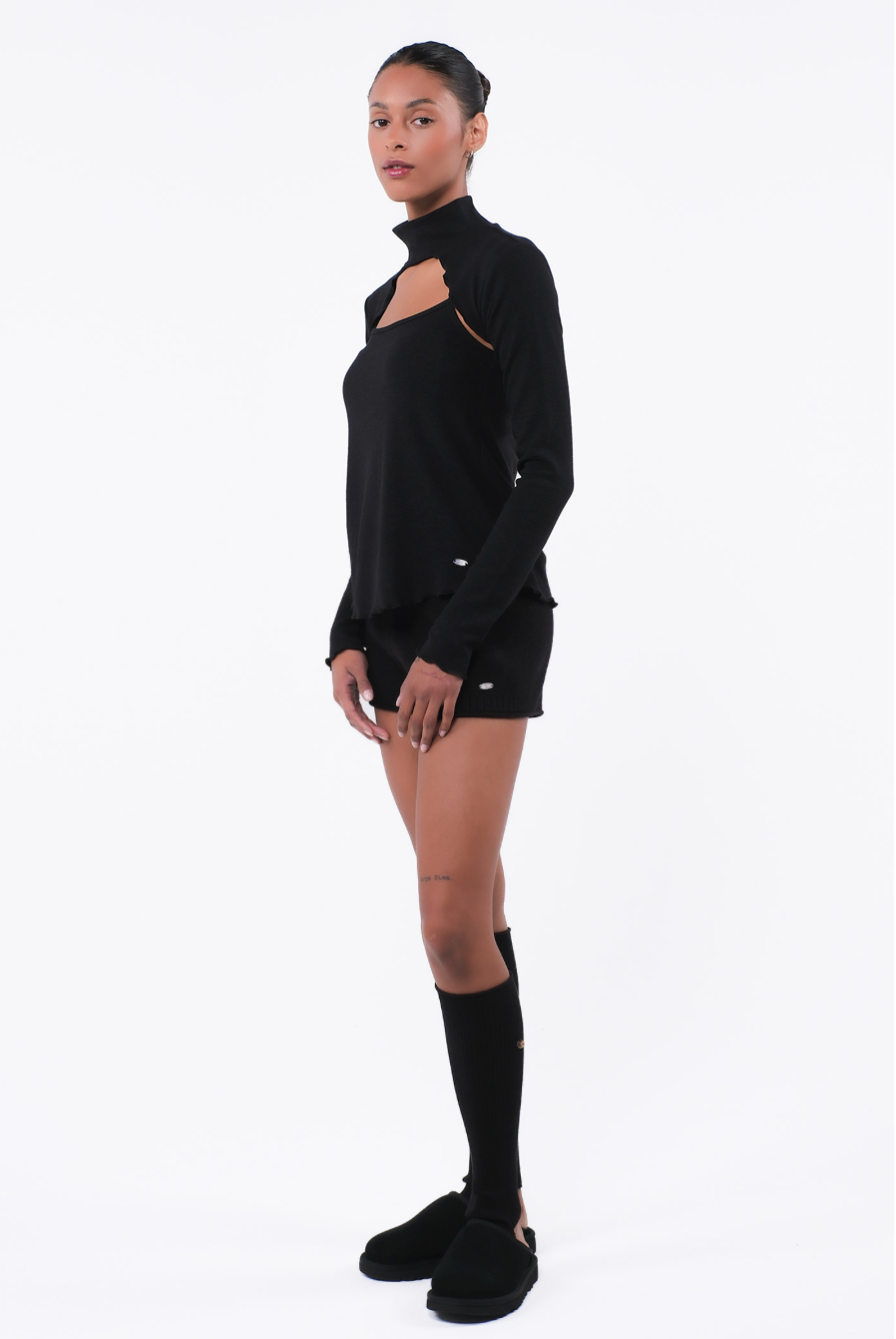 SP216 TURTLE NECK KNIT BOLERO COMBI