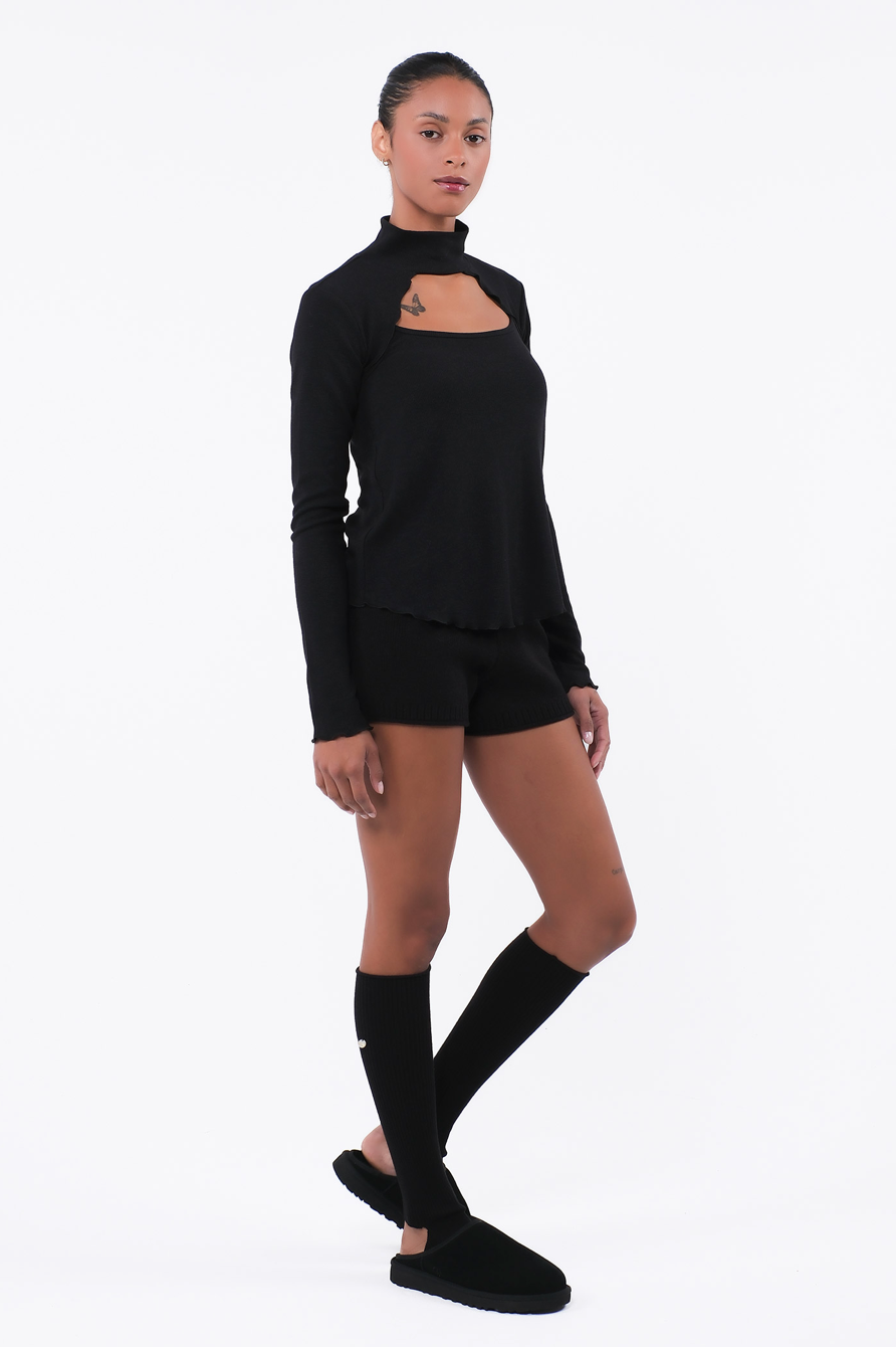 SP216 TURTLE NECK KNIT BOLERO COMBI