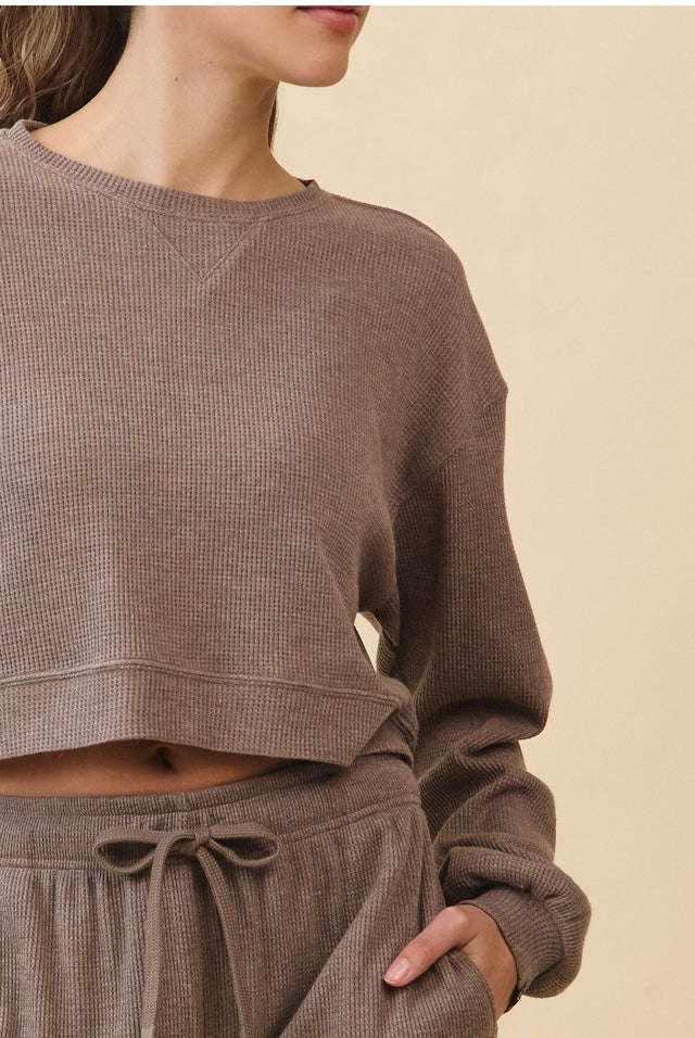 TL139 SOFT CROP WAFFLE LONG TEE