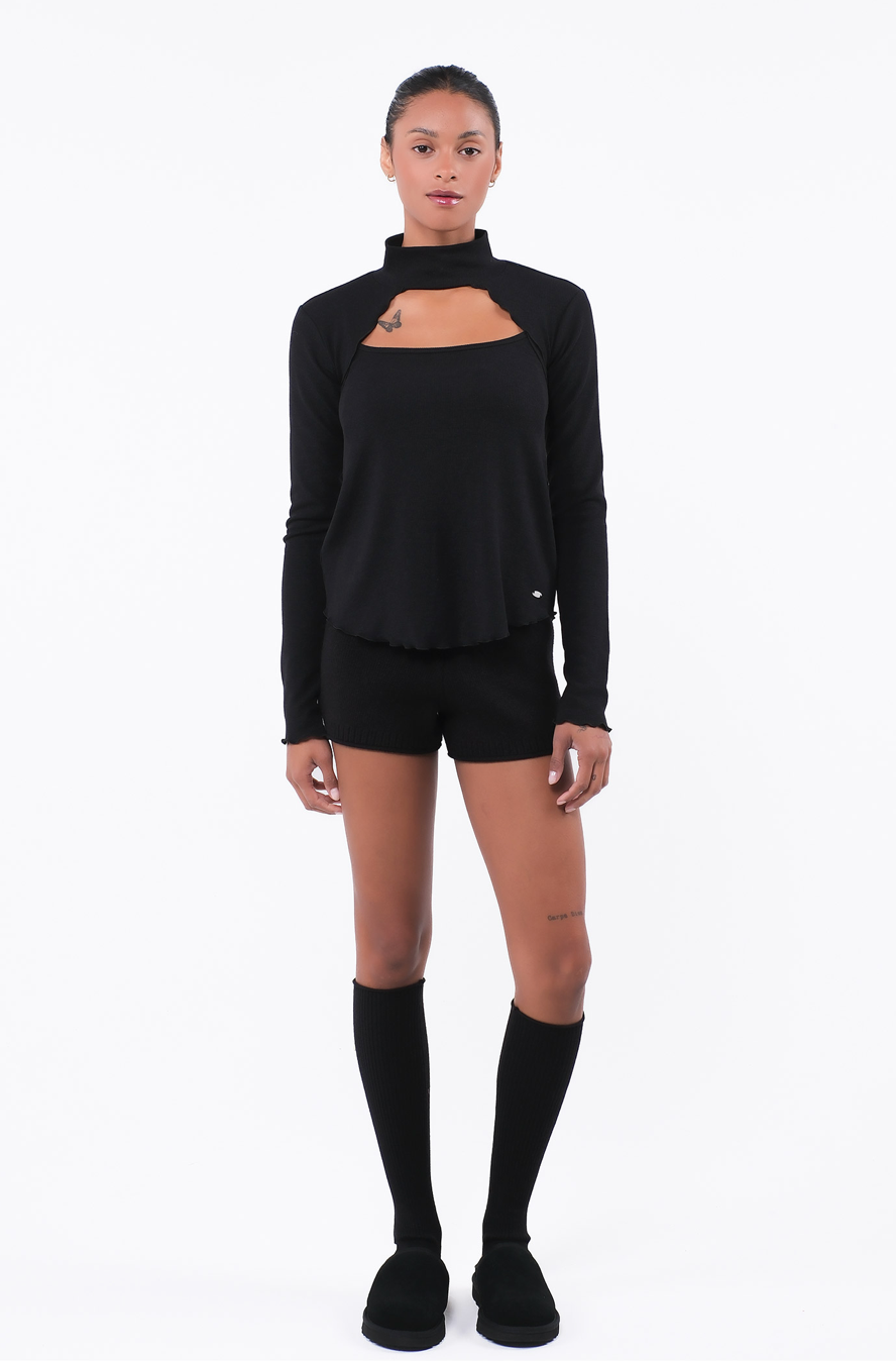 SP216 TURTLE NECK KNIT BOLERO COMBI