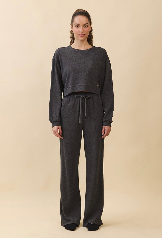 TL139 SOFT CROP WAFFLE LONG TEE