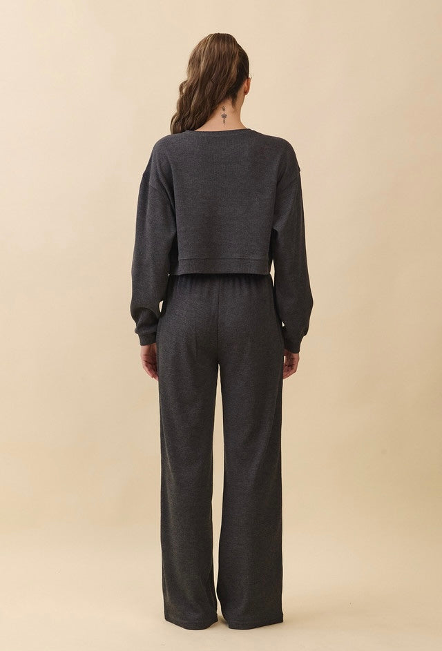 TL139 SOFT CROP WAFFLE LONG TEE
