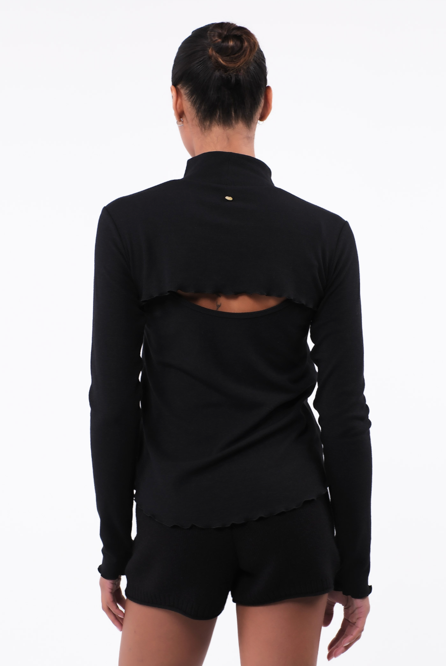 SP216 TURTLE NECK KNIT BOLERO COMBI