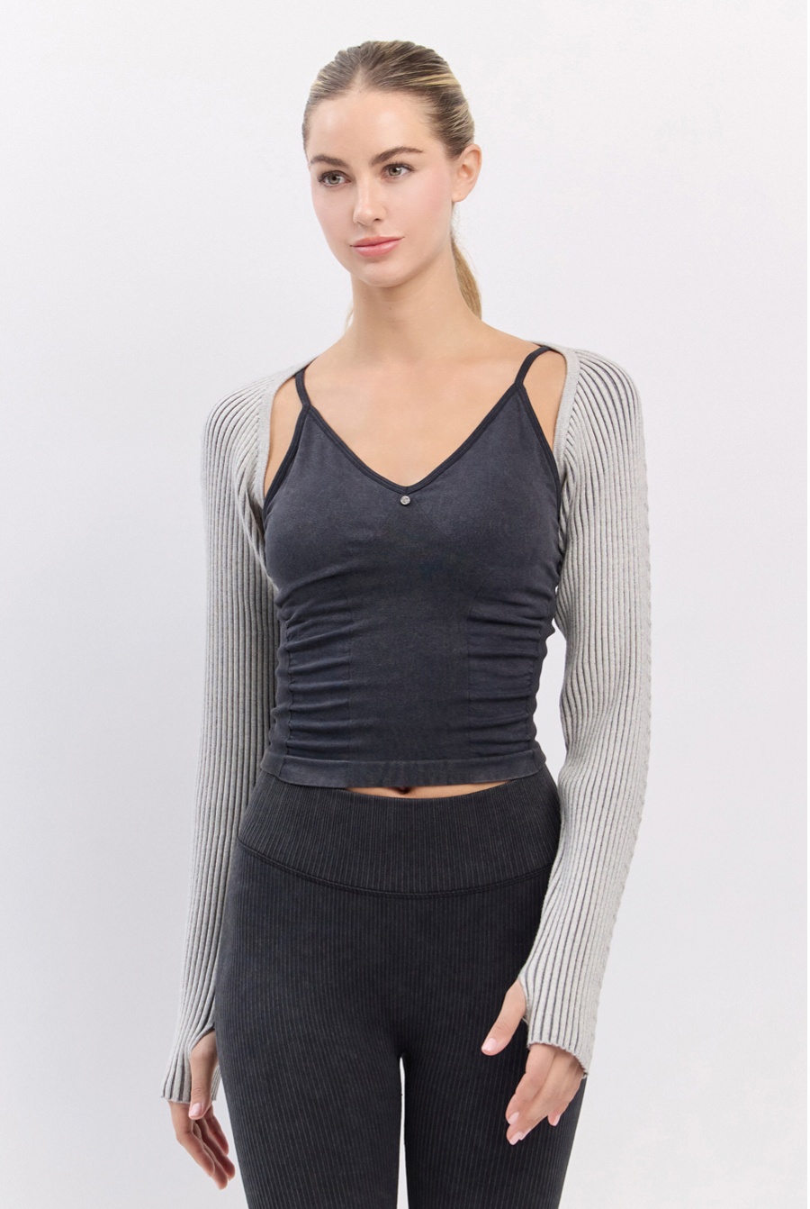 SC232 TWOTONE BOLERO KNIT