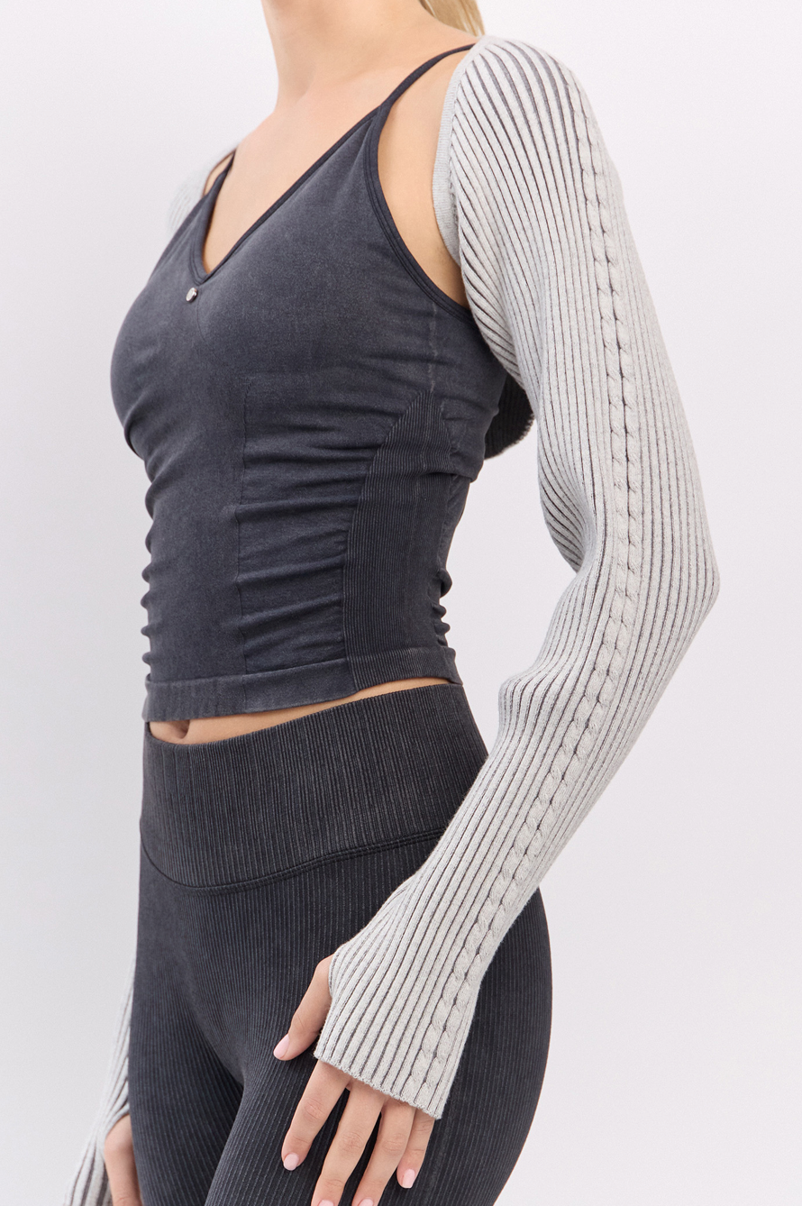SC232 TWOTONE BOLERO KNIT