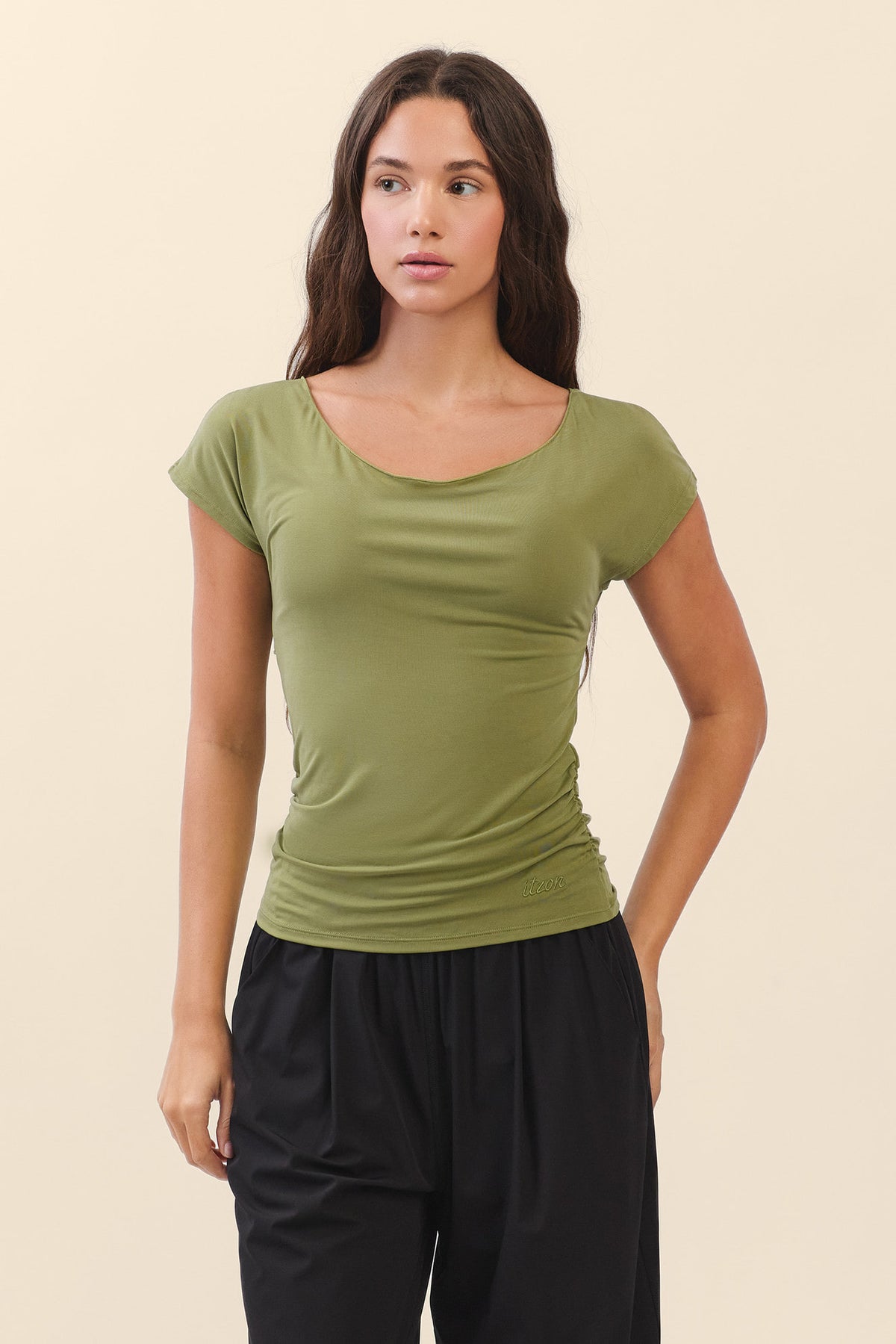 TS125 CONTOUR SHIRRING SLEEVELESS