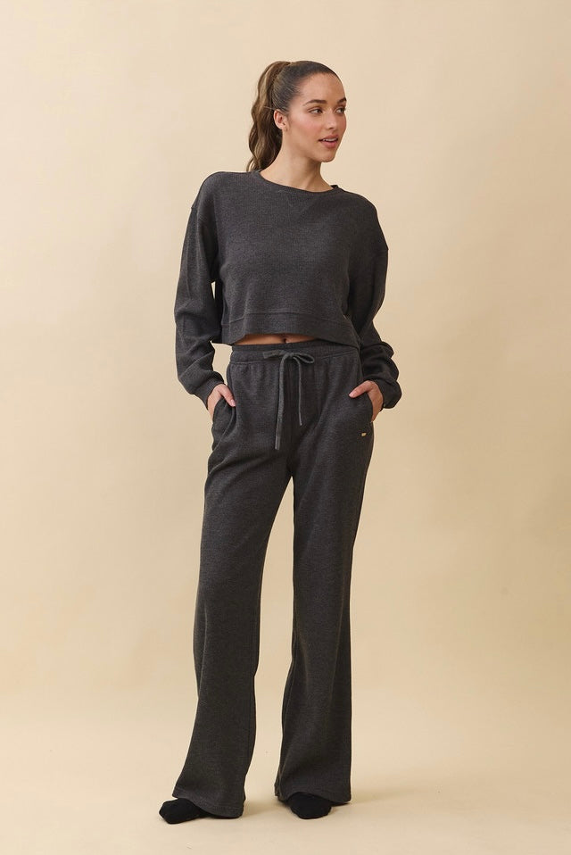 TL139 SOFT CROP WAFFLE LONG TEE